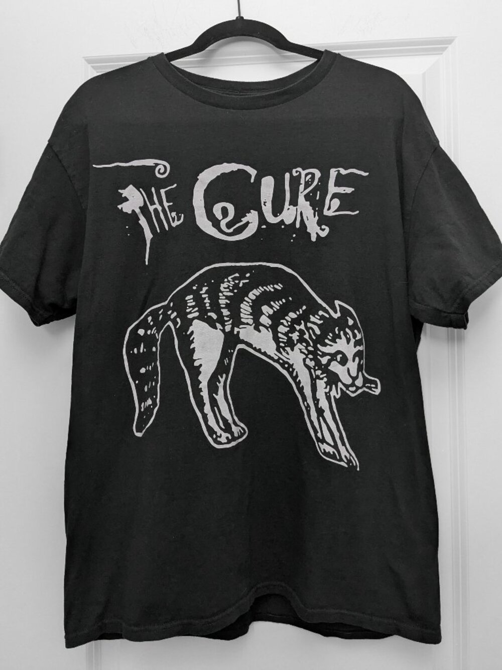 The Cure Black and White Gildan T-shirt with Cat Print - Unisex, Goth, Band Tee